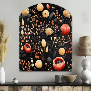 Bohemian Bliss Floral Pattern - Asymmetric Metal Wall Clock